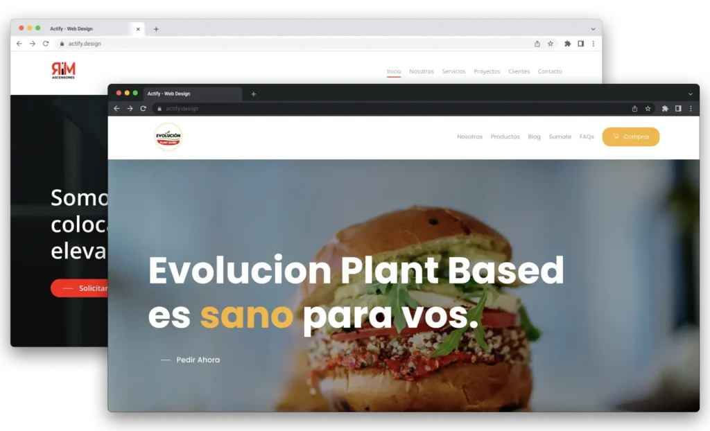 Imagen sobre dos proyectos que realizo la agencia de desarrollo web Actify